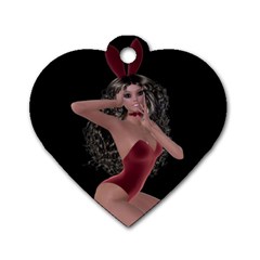 Miss Bunny In Red Lingerie Dog Tag Heart (one Sided)  by goldenjackal