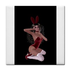 Miss Bunny In Red Lingerie Face Towel by goldenjackal