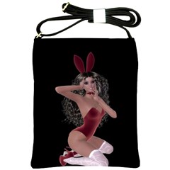 Miss Bunny In Red Lingerie Shoulder Sling Bag by goldenjackal