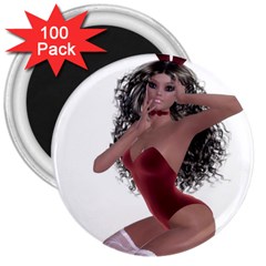 Miss Bunny In Red Lingerie 3  Button Magnet (100 Pack) by goldenjackal