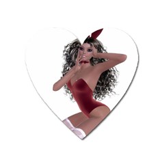 Miss Bunny In Red Lingerie Magnet (heart) by goldenjackal