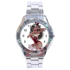 Miss Bunny In Red Lingerie Stainless Steel Watch by goldenjackal