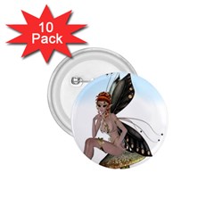 Fairy Sitting On A Mushroom 1 75  Button (10 Pack) by goldenjackal