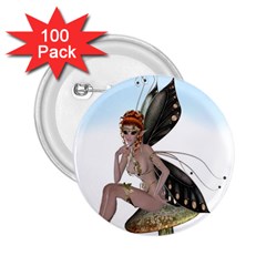 Fairy Sitting On A Mushroom 2 25  Button (100 Pack) by goldenjackal