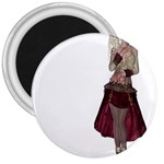 Steampunk Style Girl Wearing Red Dress 3  Button Magnet Front