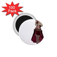 Steampunk Style Girl Wearing Red Dress 1 75  Button Magnet (100 Pack) by goldenjackal