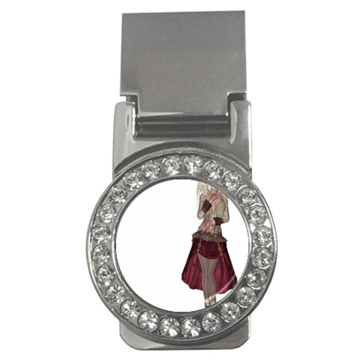 Steampunk Style Girl Wearing Red Dress Money Clip (CZ)