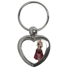 Steampunk Style Girl Wearing Red Dress Key Chain (heart) by goldenjackal