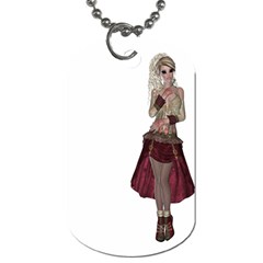 Steampunk Style Girl Wearing Red Dress Dog Tag (two-sided)  by goldenjackal