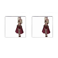 Steampunk Style Girl Wearing Red Dress Cufflinks (square)