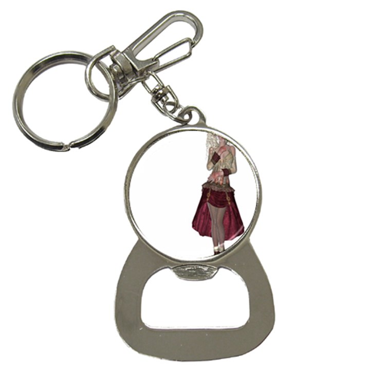 Steampunk Style Girl Wearing Red Dress Bottle Opener Key Chain