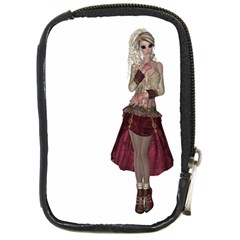 Steampunk Style Girl Wearing Red Dress Compact Camera Leather Case by goldenjackal