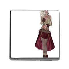 Steampunk Style Girl Wearing Red Dress Memory Card Reader With Storage (square) by goldenjackal