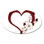 Red Love Heart With Flowers Romantic Valentine Birthday Magnet (Oval) Front