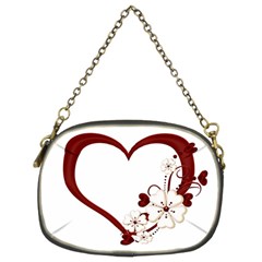 Red Love Heart With Flowers Romantic Valentine Birthday Chain Purse (two Sided)  by goldenjackal