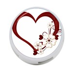 Red Love Heart With Flowers Romantic Valentine Birthday 4-Port USB Hub (One Side) Front