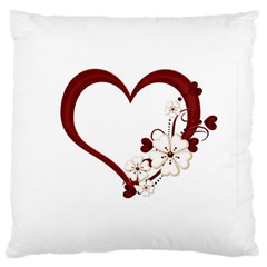 Red Love Heart With Flowers Romantic Valentine Birthday Large Cushion Case (two Sided) 