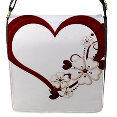 Red Love Heart With Flowers Romantic Valentine Birthday Flap Closure Messenger Bag (small)