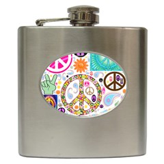 Peace Collage Hip Flask