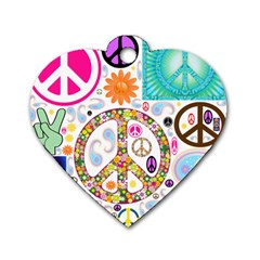 Peace Collage Dog Tag Heart (two Sided) by StuffOrSomething