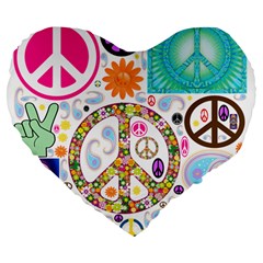 Peace Collage 19  Premium Heart Shape Cushion