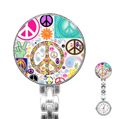 Peace Collage Stainless Steel Nurses Watch by StuffOrSomething