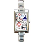 Nautical Collage Rectangular Italian Charm Watch