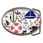 Nautical Collage Belt Buckle (Oval)