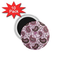 Paisley In Pink 1 75  Button Magnet (10 Pack)