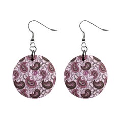 Paisley In Pink Mini Button Earrings