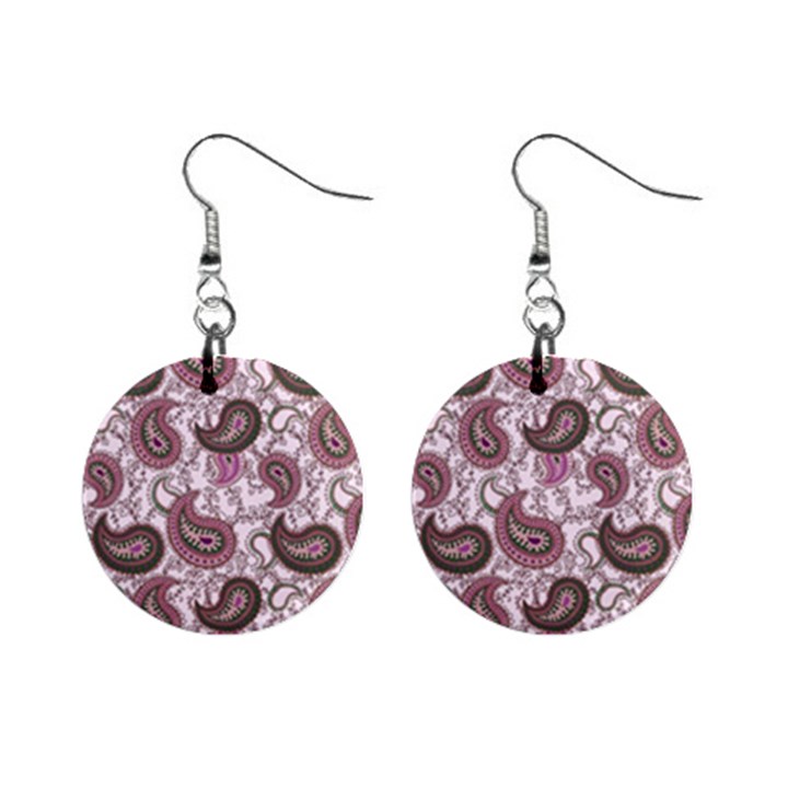 Paisley in Pink Mini Button Earrings