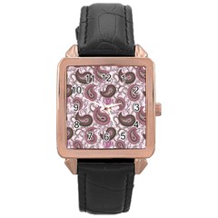 Paisley In Pink Rose Gold Leather Watch  by StuffOrSomething