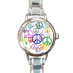 Peace Sign Collage Png Round Italian Charm Watch by StuffOrSomething