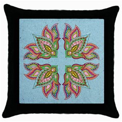 Flowers Black Throw Pillow Case