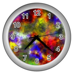 Deep Watercolors Wall Clock (silver) by Colorfulart23