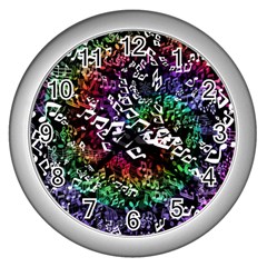 Urock Musicians Twisted Rainbow Notes  Wall Clock (silver) by UROCKtheWorldDesign