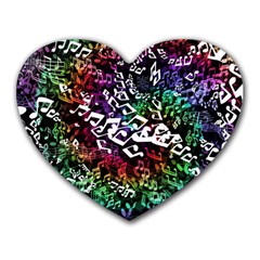 Urock Musicians Twisted Rainbow Notes  Mouse Pad (heart) by UROCKtheWorldDesign