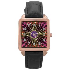 Urock Musicians Twisted Rainbow Notes  Rose Gold Leather Watch  by UROCKtheWorldDesign