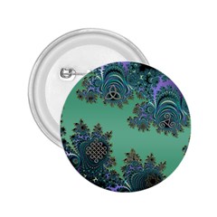 Celtic Symbolic Fractal Design In Green 2 25  Button by UROCKtheWorldDesign