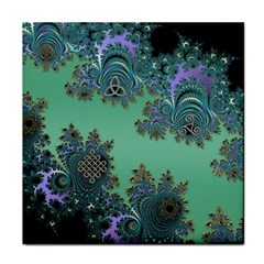 Celtic Symbolic Fractal Design In Green Face Towel by UROCKtheWorldDesign