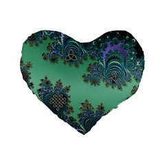 Celtic Symbolic Fractal 16  Premium Heart Shape Cushion  by UROCKtheWorldDesign