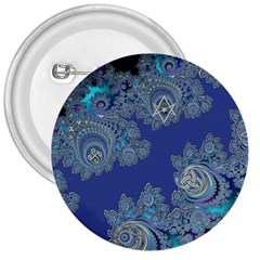 Blue Metallic Celtic Fractal 3  Button by UROCKtheWorldDesign