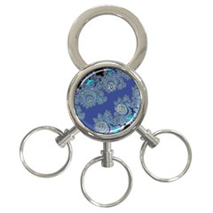 Blue Metallic Celtic Fractal 3-ring Key Chain by UROCKtheWorldDesign