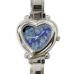 Blue Metallic Celtic Fractal Heart Italian Charm Watch  by UROCKtheWorldDesign