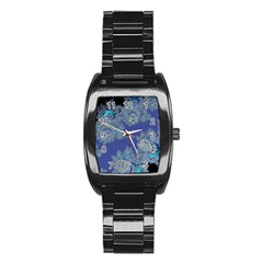 Blue Metallic Celtic Fractal Stainless Steel Barrel Watch by UROCKtheWorldDesign