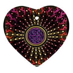 Hot Lavender Celtic Fractal Framed Mandala Heart Ornament