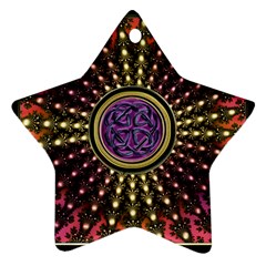 Hot Lavender Celtic Fractal Framed Mandala Star Ornament by UROCKtheWorldDesign