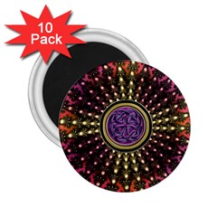 Hot Lavender Celtic Fractal Framed Mandala 2 25  Button Magnet (10 Pack)