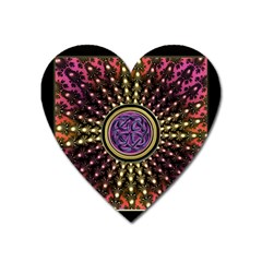 Hot Lavender Celtic Fractal Framed Mandala Magnet (heart) by UROCKtheWorldDesign