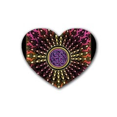 Hot Lavender Celtic Fractal Framed Mandala Drink Coasters (heart) by UROCKtheWorldDesign